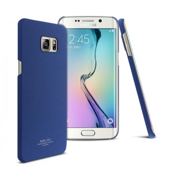 Пластиковый матовый чехол с повышенной шероховатостью для Samsung Galaxy S6 Edge Plus Синий