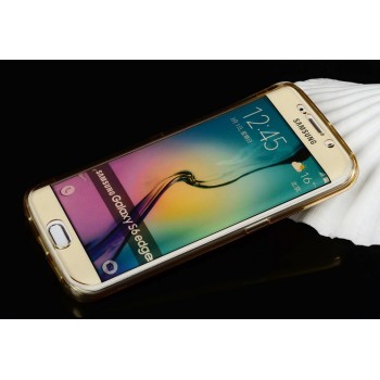 Двухмодульный силиконовый чехол горизонтальная книжка с транспарентной акриловой смарт крышкой для Samsung Galaxy S6 Edge Plus Бежевый