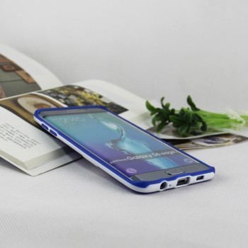 Двухкомпонентный силиконовый чехол с пластиковым бампером-подставкой для Samsung Galaxy S6 Edge Plus Синий
