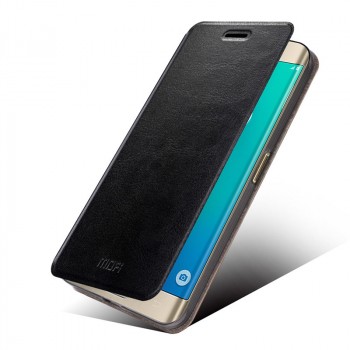 Водоотталкивающий чехол флип подставка на силиконовой основе для Samsung Galaxy S6 Edge Plus Черный