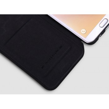 Чехол флип на пластиковой основе текстура Кожа для Samsung Galaxy S6 Edge Plus Черный