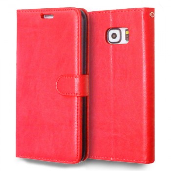 Глянцевый чехол портмоне подставка с защелкой для Samsung Galaxy S6 Edge Plus Красный
