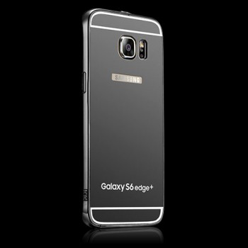 Гибридный металлический двухкомпонентный чехол и поликарбонатной крышкой с зеркальным покрытием для Samsung Galaxy S6 Edge Plus Черный