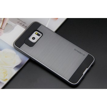 Силиконовый матовый непрозрачный чехол с поликарбонатными вставками для Samsung Galaxy S6 Edge Plus Серый