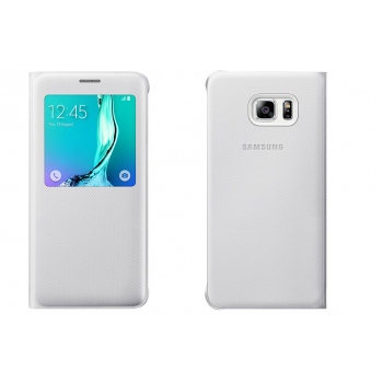 Текстурный чехол флип на пластиковой основе с окном вызова для Samsung Galaxy S6 Edge Plus Белый