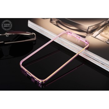 Металлический бампер с золотой окантовкой для Samsung Galaxy S6 Edge Plus Розовый