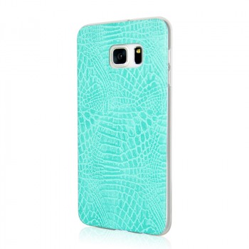 Силиконовый дизайнерский чехол текстура Змея для Samsung Galaxy S6 Edge Plus Голубой