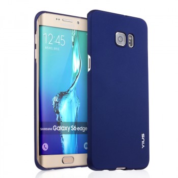 Пластиковый матовый непрозрачный чехол для Samsung Galaxy S6 Edge Plus Синий