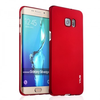 Пластиковый матовый непрозрачный чехол для Samsung Galaxy S6 Edge Plus Красный