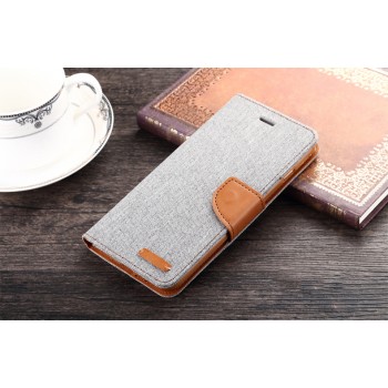 Текстурный чехол портмоне подставка на силиконовой основе с дизайнерской застежкой для Samsung Galaxy S6 Edge Plus Белый