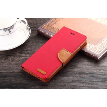 Текстурный чехол портмоне подставка на силиконовой основе с дизайнерской застежкой для Samsung Galaxy S6 Edge Plus Красный