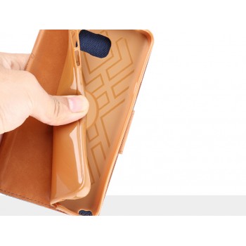 Текстурный чехол портмоне подставка на силиконовой основе с дизайнерской застежкой для Samsung Galaxy S6 Edge Plus Черный