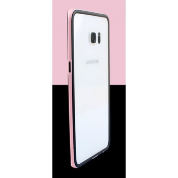 Двухкомпонентный бампер силикон/поликарбонат для Samsung Galaxy S6 Edge Plus Розовый