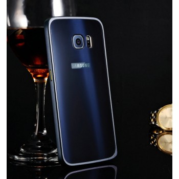 Двухкомпонентный чехол с металлическим бампером и акриловой накладкой для Samsung Galaxy S6 Edge Plus Синий