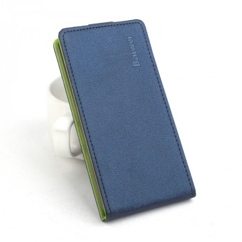 Чехол вертикальная книжка на силиконовой основе с магнитной застежкой текстура Ткань для Microsoft Lumia 650 Синий
