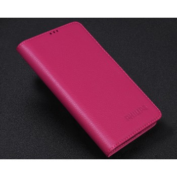 Кожаный чехол портмоне (нат. кожа) для Philips Xenium V787 Пурпурный