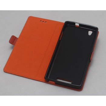 Кожаный чехол горизонтальная книжка (нат. кожа) для Philips Xenium V787 Оранжевый