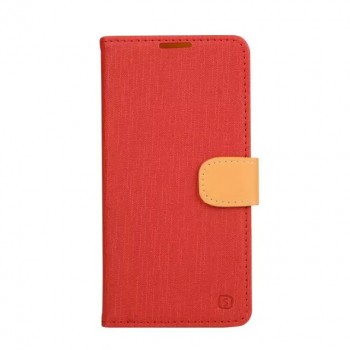 Текстурный чехол портмоне подставка на силиконовой основе с защелкой для Asus Zenfone Zoom Красный
