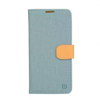 Текстурный чехол портмоне подставка на силиконовой основе с защелкой для Asus Zenfone Zoom Голубой