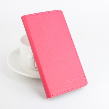 Чехол портмоне подставка на силиконовой основе с отделением для карт и магнитной защёлкой текстура Ткань для Lenovo A7010 Розовый