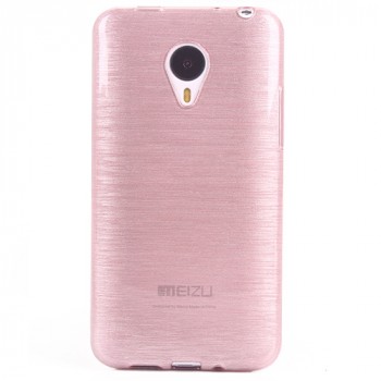 Силиконовый матовый полупрозрачный чехол Металлик для Meizu M2 Mini Розовый