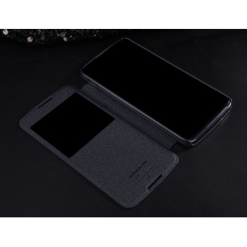 Чехол флип на пластиковой матовой нескользящей основе с окном вызова для Alcatel One Touch Idol 3 (5.5) Черный