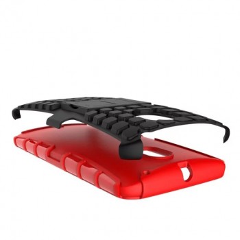 Антиударный гибридный силиконовый чехол с поликарбонатной крышкой и встроенной ножкой-подставкой для Lenovo Moto X Style Красный