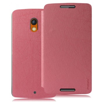 Текстурный чехол флип подставка на присоске для Lenovo Moto X Play Розовый