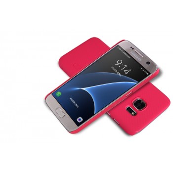 Пластиковый матовый нескользящий премиум чехол для Samsung Galaxy S7 Красный
