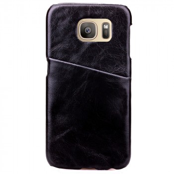 Чехол задняя накладка для Samsung Galaxy S7 с текстурой кожи Черный