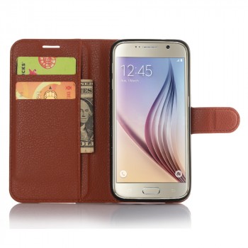Чехол портмоне подставка с защелкой для Samsung Galaxy S7 Коричневый