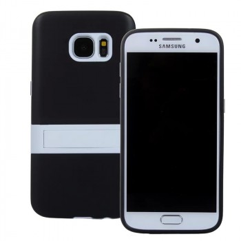 Двухкомпонентный силиконовый чехол с пластиковым бампером-подставкой для Samsung Galaxy S7 Черный