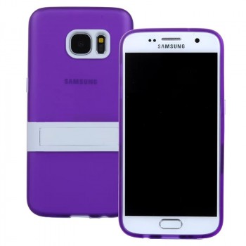 Двухкомпонентный силиконовый чехол с пластиковым бампером-подставкой для Samsung Galaxy S7 Фиолетовый
