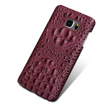Кожаный чехол накладка (нат. кожа крокодила) для Samsung Galaxy S7 Бордовый