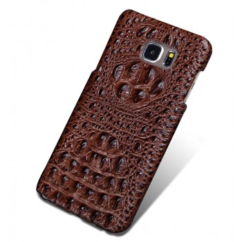 Кожаный чехол накладка (нат. кожа крокодила) для Samsung Galaxy S7 Коричневый