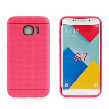 Силиконовый матовый непрозрачный чехол текстура Точки для Samsung Galaxy S7 Розовый