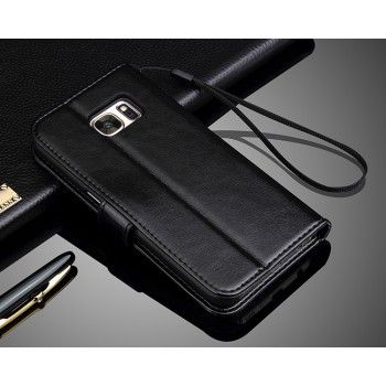 Глянцевый чехол портмоне подставка с защелкой для Samsung Galaxy S7 Черный