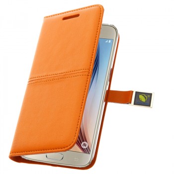 Чехол портмоне подставка с защелкой для Samsung Galaxy S7 Оранжевый