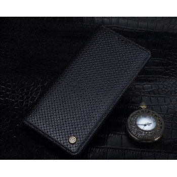Кожаный чехол горизонтальная книжка (нат. кожа) текстура Клетка для Samsung Galaxy S7