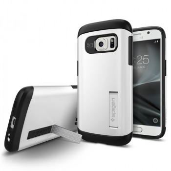 Двухкомпонентный силиконовый премиум чехол с пластиковым бампером-подставкой для Samsung Galaxy S7 Белый