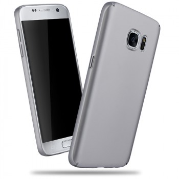 Пластиковый матовый непрозрачный чехол с допзащитой торцов для Samsung Galaxy S7 Серый