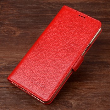 Кожаный чехол портмоне горизонтальная книжка (нат. кожа) с крепежной застежкой для Samsung Galaxy S7 Красный