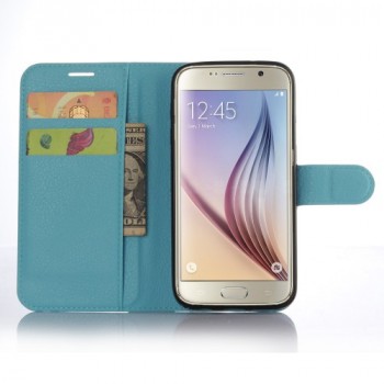 Чехол портмоне подставка с защелкой для Samsung Galaxy S7 Edge Голубой