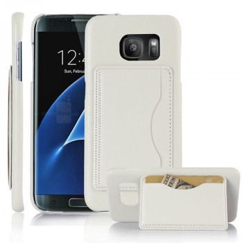 Дизайнерский чехол накладка с отделениями для карт и подставкой для Samsung Galaxy S7 Edge Белый