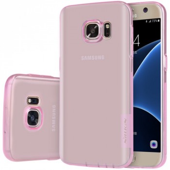 Силиконовый матовый полупрозрачный чехол повышенной ударостойкости для Samsung Galaxy S7 Edge Розовый
