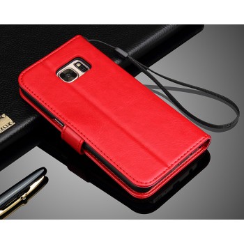 Глянцевый чехол портмоне подставка с защелкой для Samsung Galaxy S7 Edge Красный