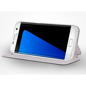 Текстурный чехол флип подставка на пластиковой основе для Samsung Galaxy S7 Edge Синий
