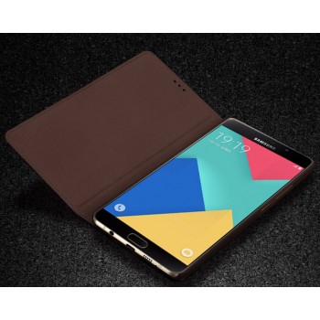 Текстурный кожаный чехол горизонтальная книжка (нат. кожа) для Samsung Galaxy S7 Edge Коричневый