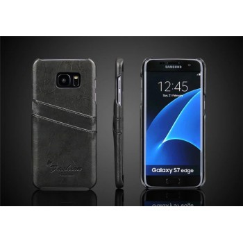 Чехол накладка с отделением для карт текстура Кожа для Samsung Galaxy S7 Edge Черный