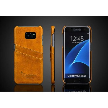 Чехол накладка с отделением для карт текстура Кожа для Samsung Galaxy S7 Edge Бежевый